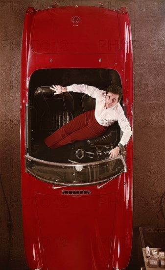 Richard Anthony in his MG, Paris