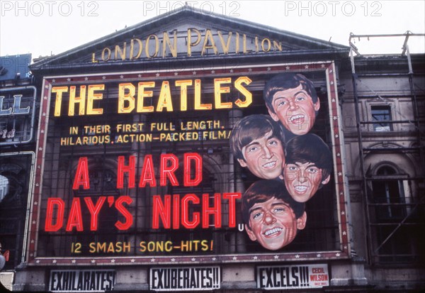 Sign of the film "A Hard Day's Night" at the London Pavilion