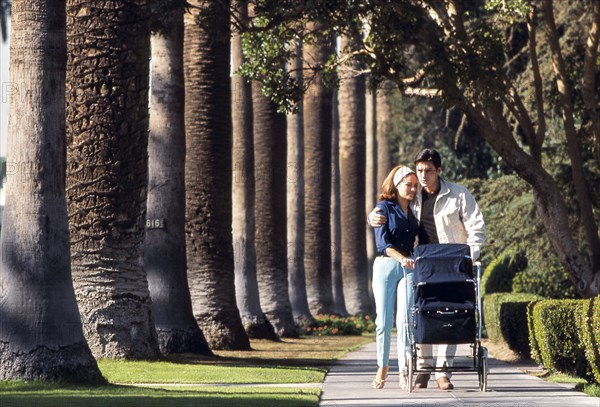 Alain Delon with his wife and son