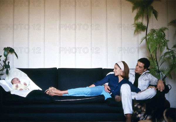 Alain Delon with his wife and son