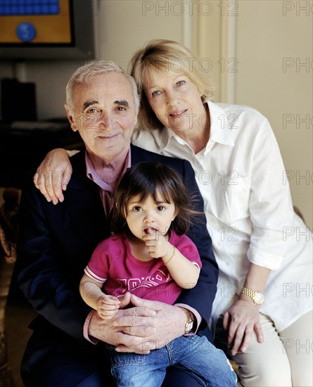 Charles Aznavour with his family