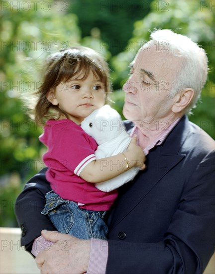 Charles Aznavour with his family