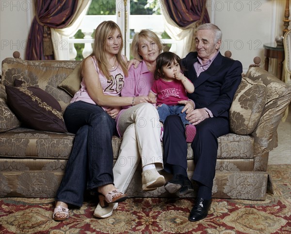 Charles Aznavour with his family