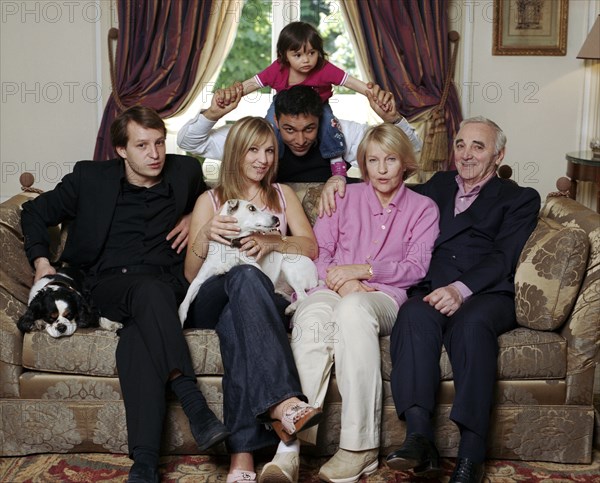 Charles Aznavour with his family