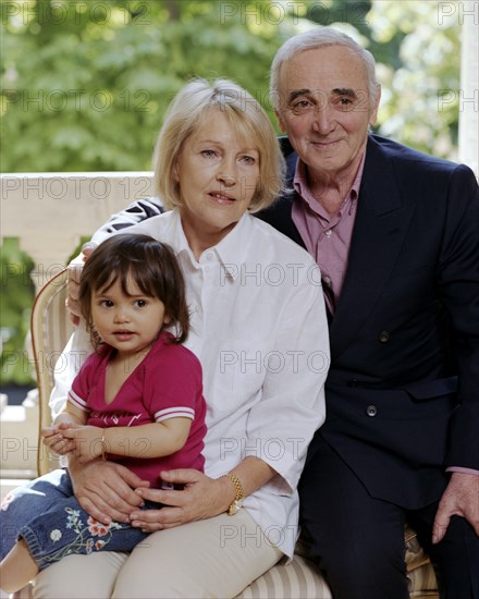 Charles Aznavour with his family