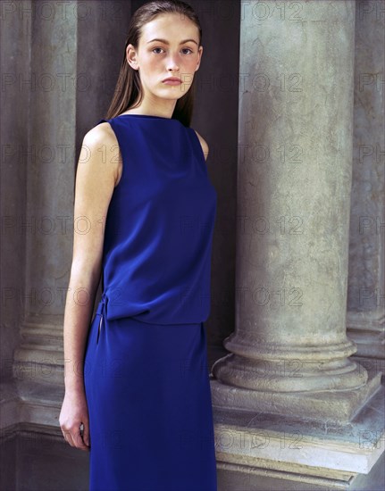 Model wearing an outfit by Jil Sander