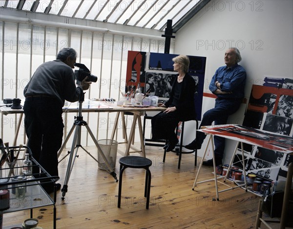 Séance de prise de vue de Jean-Marie Périer avec Françoise Hardy et William Klein (2001)