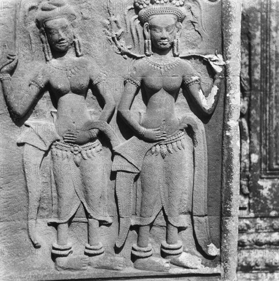 Détail de sculpture au temple d'Angkor Vat, au Cambodge