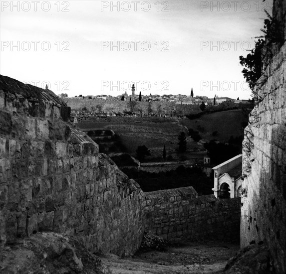Vue du Mont des Oliviers à Jérusalem, en Palestine