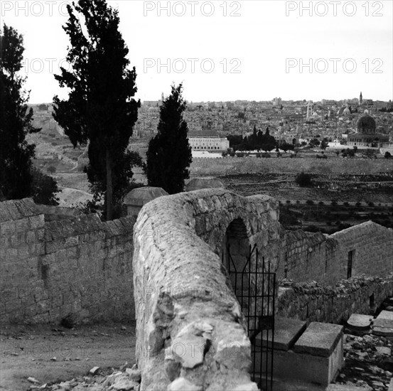 Vue du Mont des Oliviers à Jérusalem, en Palestine