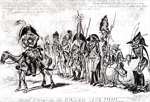 Kruikshenk, 'Murat reviewing the parade of the  Grande Armée'