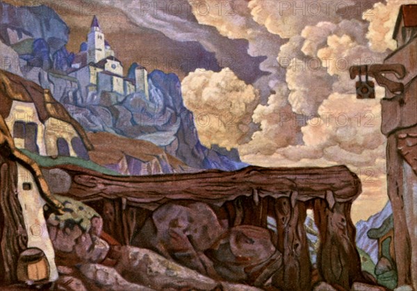 Roerich, Esquisse pour le décor de la pièce "Fuente Ovechuna"