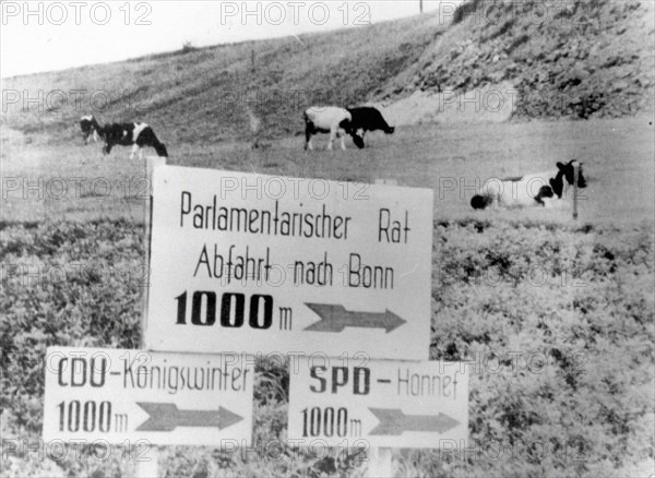 Signs giving directions to the Parliamentary Council in Bonn