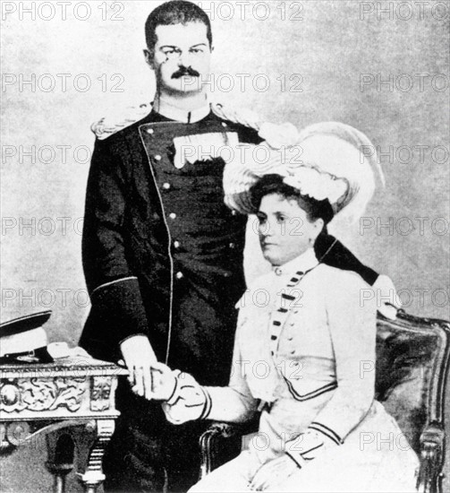 Alexandre 1er Obrenovic, roi de Serbie, et son épouse la reine Draga