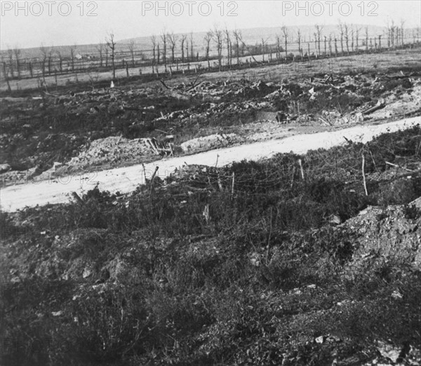 Devastated French landscape, c.1916