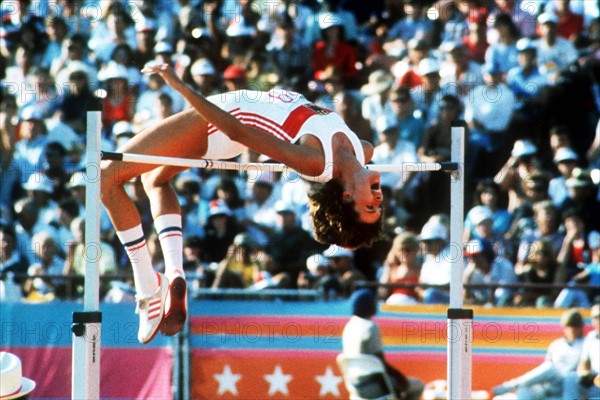 Ulrike Meyfarth, lors des jeux olympiques de Los Angeles en 1984