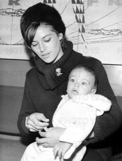 Nathalie DELON with her son Anthony, 1965