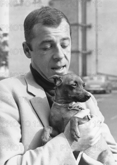Chris HOWLAND portrait with dog, undated