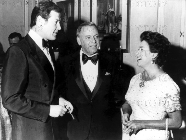 Roger MOORE, Frank SINATRA and Princess MARGARET, London 1977