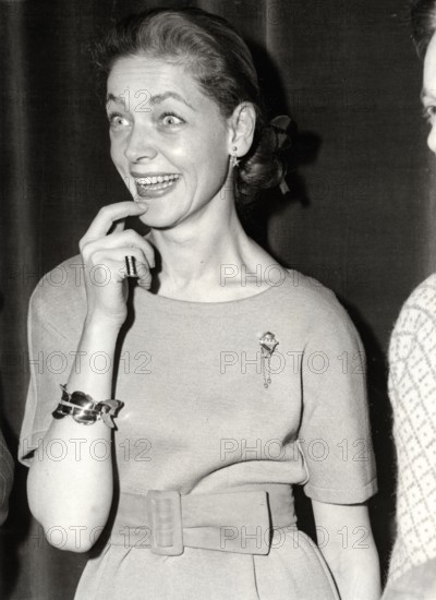 Lauren BACALL rehearsing for the royal screening, London 1959