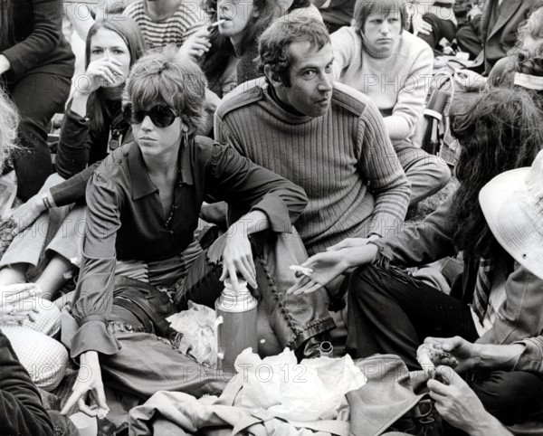 Jane FONDA and husband Roger VADIM at the 'Isle of Wight Festival' 1969
