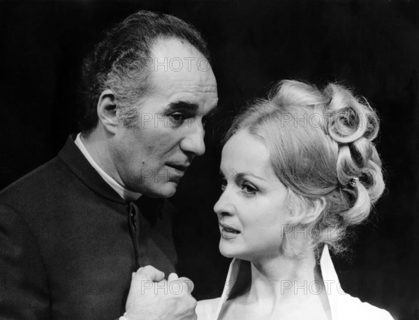 Michel PICCOLI and Danièle LEBRUN at theater rehearsals, Paris 1969