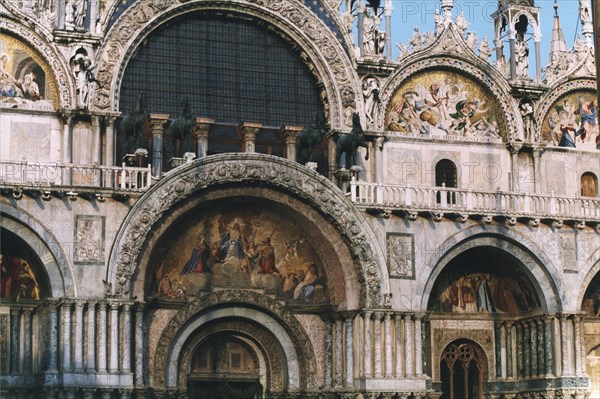 Front of St. Mark's Basilica in Venice.