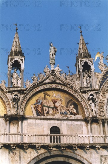 Détail de la façade de la Basilique Saint-Marc à Venise.