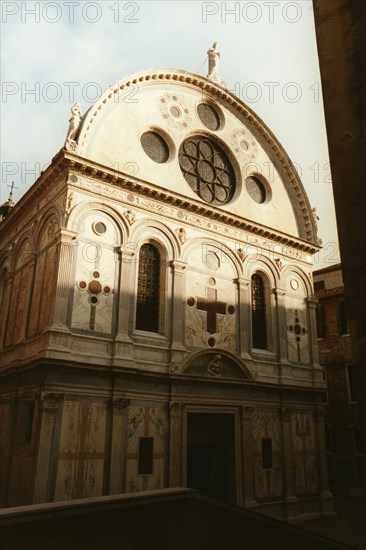 Front of the Church of St. Mary of the Miracles in Venice.