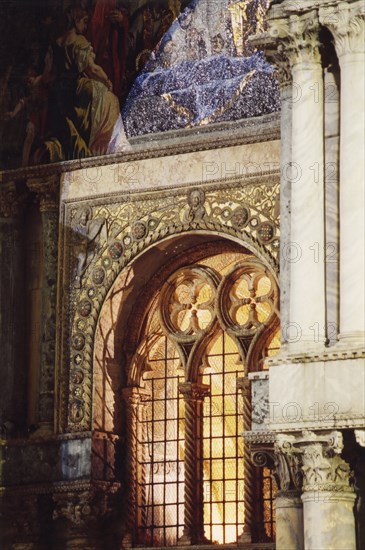 The façade of the San Marco Basilica in Venice.