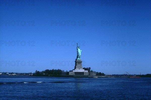 View of Liberty Island and the Statue of Liberty