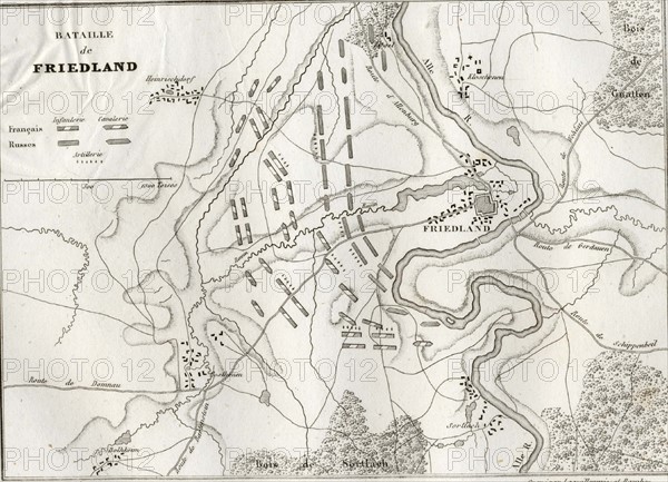 Map of the Battle of Friedland