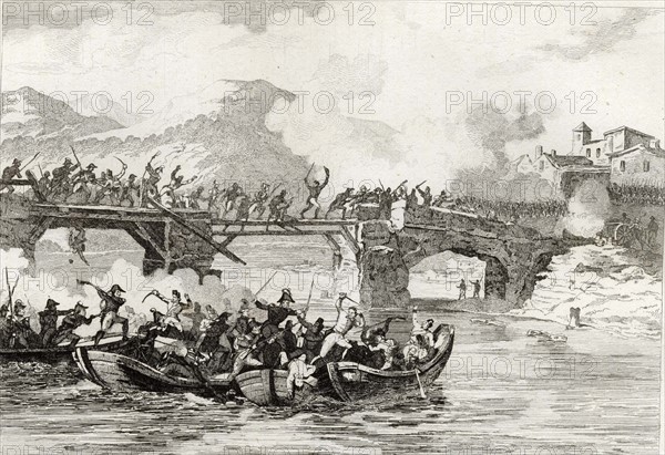 Napoleon crossing the Danube in 1809
