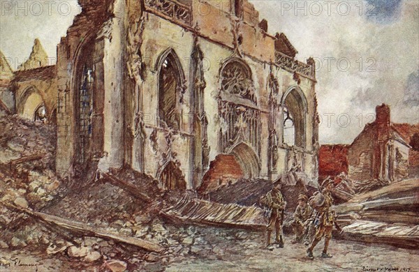 Cathédrale de Péronne liberée en mars 1917.