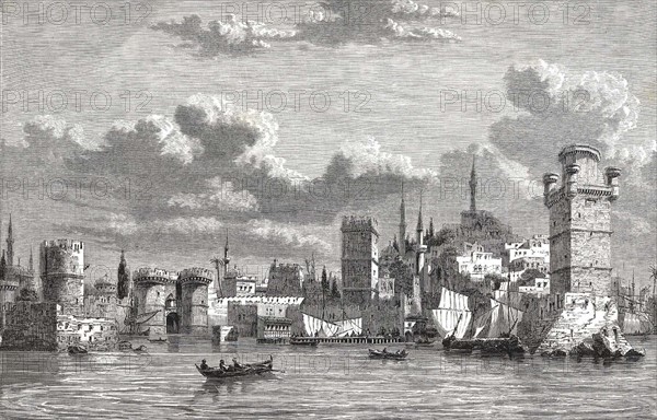 Vue de la ville de Rhodes pendant les Croisades