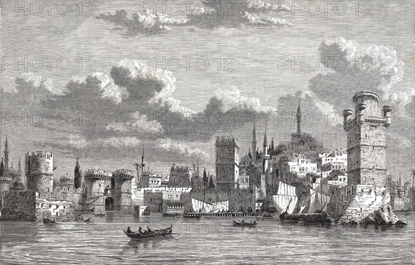 View of the city of Rhodes during the Crusades.