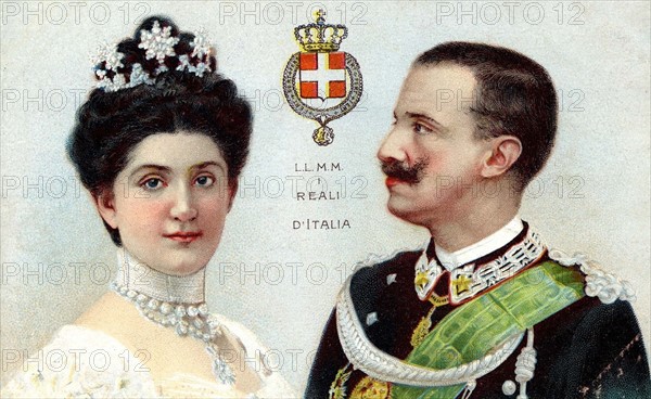 Vittorio Emanuele III et Elena, Rois d'Italie.