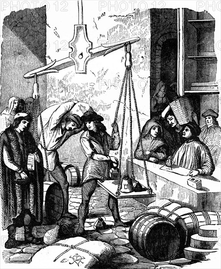 Receiving the gabelle in Paris, 14th century