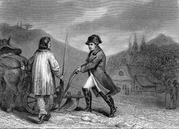 Napoléon Ier maniant une charrue à Sainte Hélène