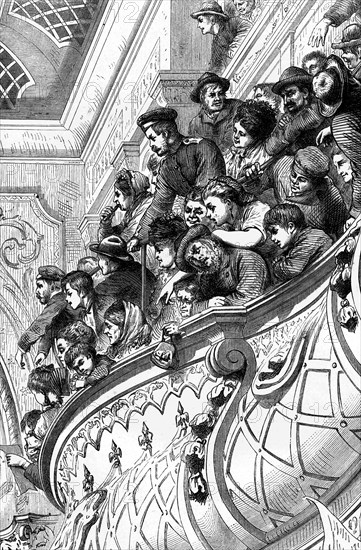 Balcony of a popular theatre in Berlin in 1890