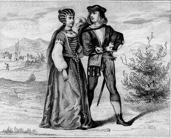 Couple in typical costumes, 16th century