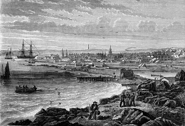 View over the city of Saint Jean in Newfoundland, 1863