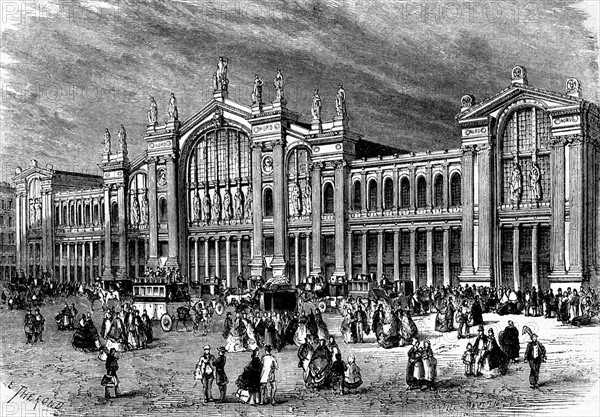 Vue extérieure de la nouvelle gare du Nord  - Paris. 19e siècle