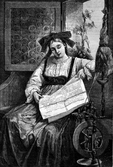 Woman reading a newspaper