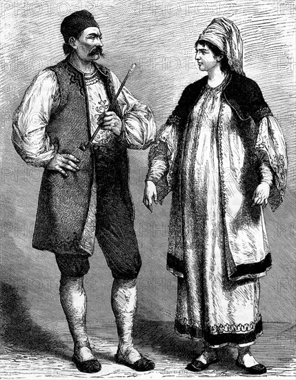 Albanian couple wearing traditional costumes