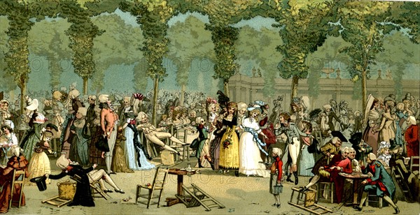 Les jardins du Palais Royal à Paris - 18e siècle