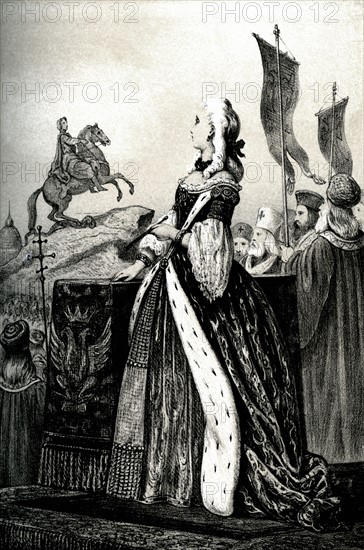 Inauguration de la statue équestre de Pierre Le Grand par Catherine II - 19e siècle