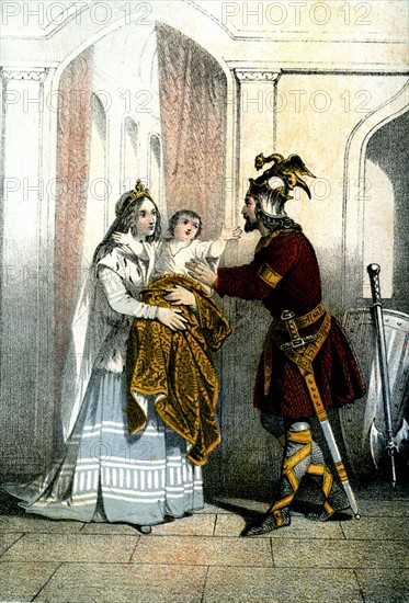 King Clovis, Queen Clotilde and one of their children