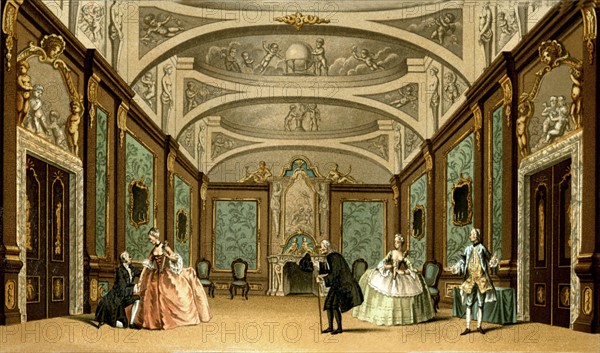 Scène d'une pièce de théâtre au 18e siècle