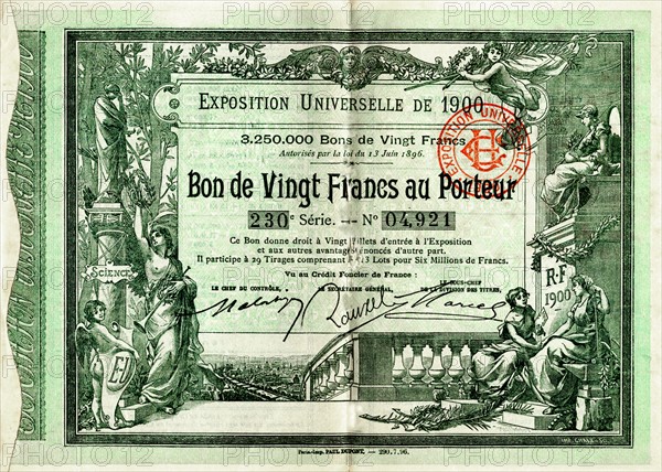 Bon de vingt francs au porteur